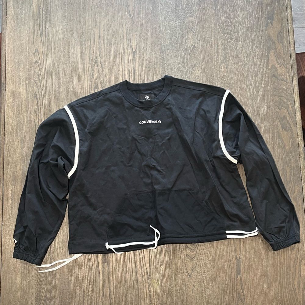 NWT Converse Black Long Sleeve Jersey Crew T-Shirt - Size S